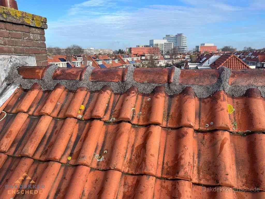Nieuw bitumen plat dak met uitzicht over woonwijk in Enschede Nieuw bitumen plat dak met uitzicht over woonwijk in Enschede